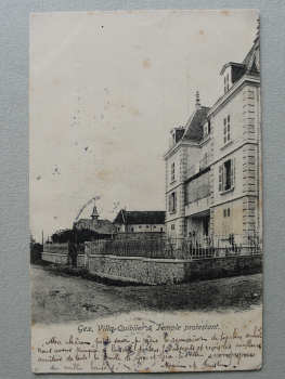 Ansichtskarte AK Gex 1905 Villa Quiblier Temple protestant Strassenansicht Frankreich France 01 Ain